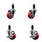 Service Caster 3'' Red Poly Wheel Swivel 1-1/4'' Expanding Stem Caster Set 2 Brakes, 4PK SCC-EX20S314-PPUB-RED-2-TLB-2-114 - alternate 1